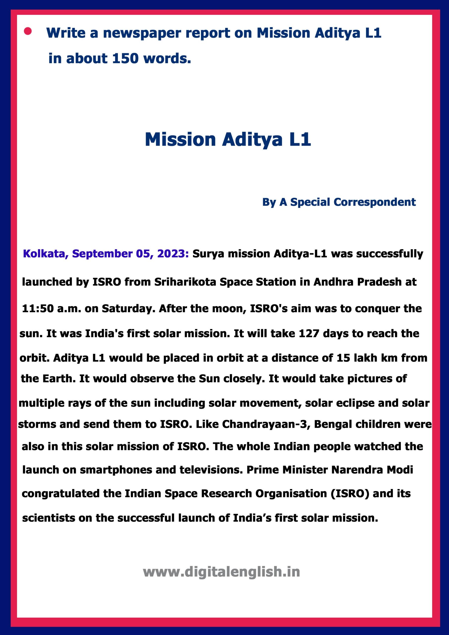 Aditya L1 Report Writing