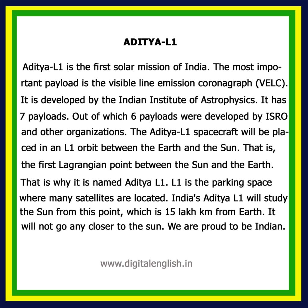 Aditya L1 Paragraph Writing
